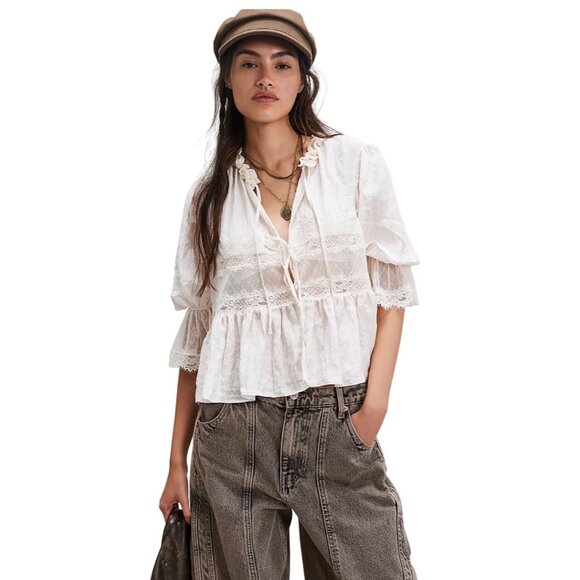 Free People Forever Young Bed Jacket – White Alyssum Size XS New - Picture 5 of 16